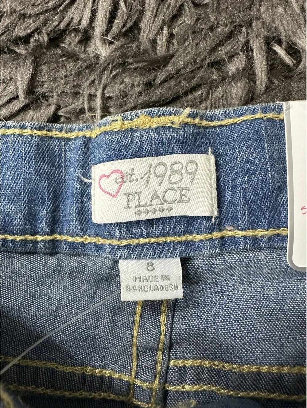 NWT The Childrens Place Girls Size 8 Denim Skimmer Shorts Blue Jean Adjustable